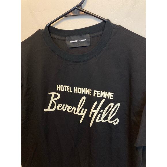 Homme + Femme Hotel Beverly Hills Black Short Sleeve T-Shirt NEW Men's Small - Picture 3 of 6